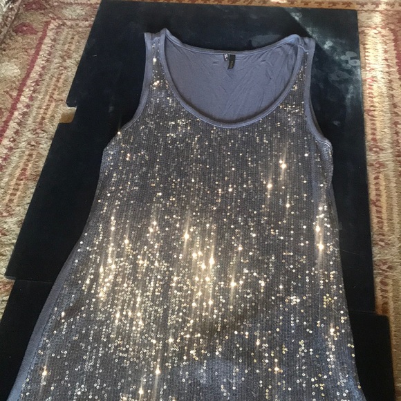 Sequence top with silver sparkle